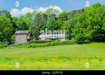 Tintern Parva Old Railway Station im Wye Valley gesehen von der Wye Valley Walk in Monmouthshire Stockfoto