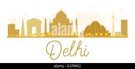 Stadt Delhi Skyline goldene Silhouette. Vektor-Illustration. Einfache flache Konzept für Tourismus Präsentation, Banner, Plakat oder web Stock Vektor