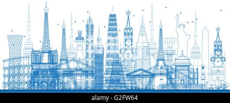 Skizzieren Sie die weltberühmten Sehenswürdigkeiten. Vektor-Illustration. Business-Reisen und Tourismus-Konzept. Bild für Präsentation, banner Stock Vektor