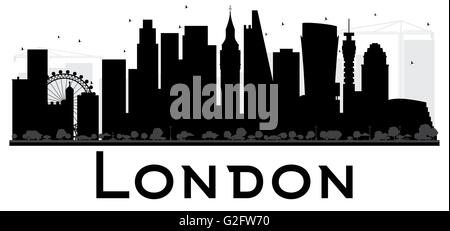 London City Skyline schwarz-weiß Silhouette. Vektor-Illustration. Einfache flache Konzept für Tourismus Präsentation, banner Stock Vektor