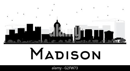 Madison Stadt Skyline schwarz-weiß Silhouette. Vektor-Illustration. Einfache flache Konzept für Tourismus Präsentation, banner Stock Vektor