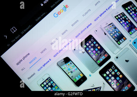 Internet Explorer-Browser zeigen Apple-Handy Homepage Logo auf einem Ipad-Bildschirm angezeigt Stockfoto