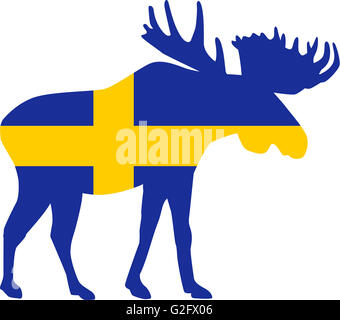 Elch mit Schweden Flagge Stockfoto