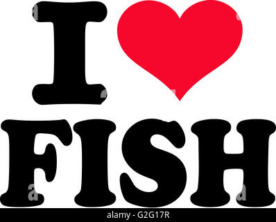 Ich liebe Fisch mit Zeichen eines Herzens Stockfoto