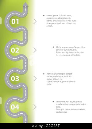 Infografik-Template-Design mit kurvige zweispurige Straße Stock Vektor