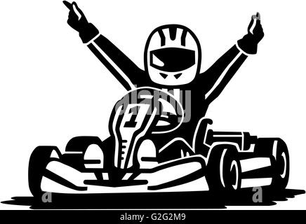 Kart Rennen Sieger Stockfoto