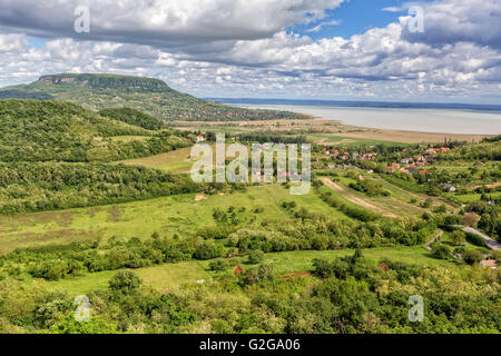 Landschaft am Balaton, Badacsony aus Ungarn, Stockfoto