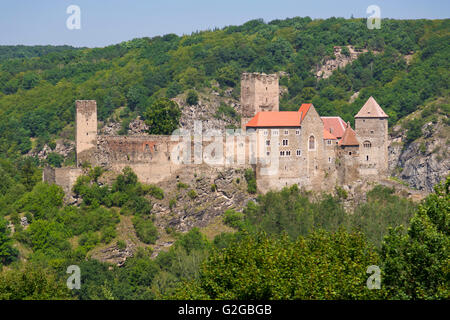 Schloss Burg Hardegg, Nationalpark Thayatal, Hardegg, Waldviertel, Niederösterreich, Österreich Stockfoto