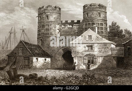 Great Yarmouth mittelalterlichen Stadtmauer, Great Yarmouth, Norfolk, England, Vereinigtes Königreich, 18. Jahrhundert Stockfoto