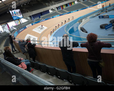 Bikepark im Olympic Park Stratford London Lea Lee Valley Velodrom, bei Radfahrern um Track racing Stockfoto