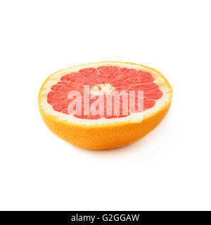 Einzelne Reifen Grapefruit halbieren über dem weißen Hintergrund isoliert Stockfoto
