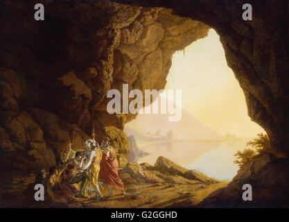 Joseph Wright of Derby - Grotte am Meer im Königreich von Neapel mit Banditen, Sonnenuntergang - Museum of Fine Arts, Boston Stockfoto