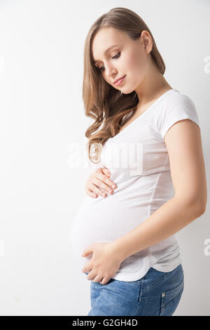 Schöne Frau erwartet baby Stockfoto
