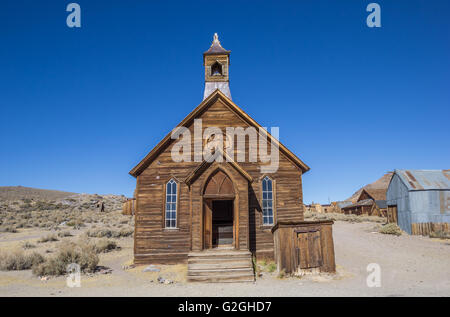 Alte Kirche in verlassene Geisterstadt Bodie, Kalifornien, USA Stockfoto