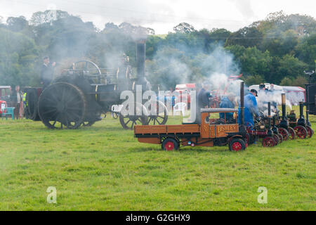 Dampftraktor mit Strom versorgt und Miniatur Dampf LKW und Motoren mit Vintage-Fahrzeug und Dampf-Rallye Stockfoto