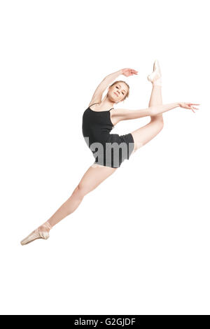 Elegante Ballett-Tänzerin in der Luft trennen Stockfoto