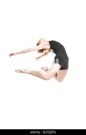 Ballett-Tänzerin in Kurve springen Stockfoto