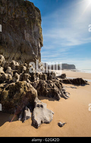 Mewslade Bay an der Küste der Halbinsel Gower in South Wales UK bei Ebbe Stockfoto