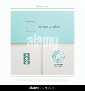 Captcha ist eine vollständig automatisierte öffentliche Turing-Test, Computern und Menschen auseinander zu erzählen. Vektor-Technologie Symbole. Internet secur Stock Vektor