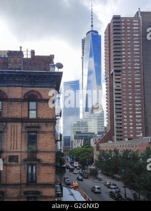 NYC-Ansicht, der Freedom Tower und anderen NYC Gebäude enthält Stockfoto