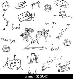 Satz von Strand doodle Stock Vektor