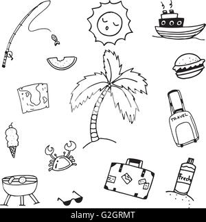 Doodle für Reisen im Sommer Stock Vektor