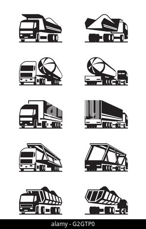 Verschiedene Arten von LKW mit Anhänger - Vektor-illustration Stock Vektor