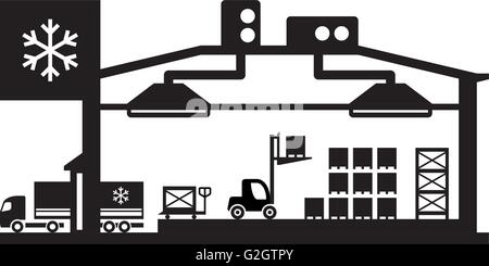 Industrielle Kühlhaus Szene - Vektor-illustration Stock Vektor