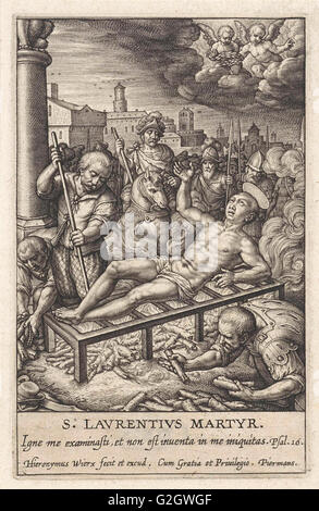 Martyrium des Hl. Laurentius, Hieronymus Wierix, 1563 - vor 1619 Stockfoto