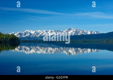 Coast Mountains reflektiert im Kinaskan Lake entlang der Stewart Cassiar Highway British Columbia Kanada Stockfoto