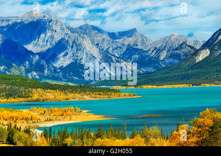 Abraham-See und den Rocky Mountains östlich von Banff Nationalpark auf David Thompson Highway, Alberta, Kanada Stockfoto