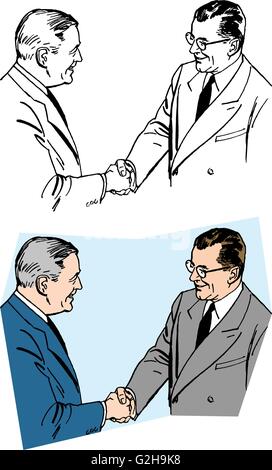 Zwei Geschäftsleute Händeschütteln auf einen deal Stock Vektor