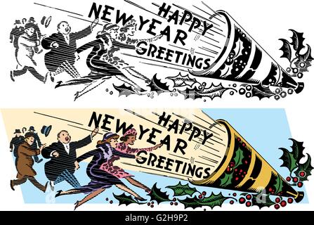 Prosit Neujahrsgrüße Stock Vektor
