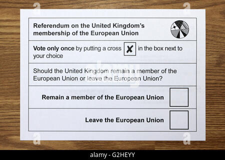 Epsom, Surrey, England, UK. 30. Mai 2016. Die Briefwahl für das Referendum über die Mitgliedschaft des Vereinigten Königreichs der Europäischen Union wurde heute vor Wahltag am 23. Juni geliefert. Stockfoto