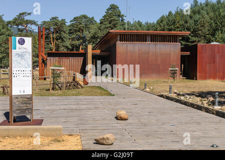 Haus des Naturparks der Black Lagoon und Zirkussen Urbión Gletscher und Waldmuseum, Vinuesa, Soria, Spanien Stockfoto