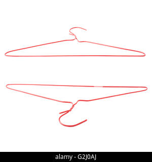 Satz von Kleiderbügel Mantel isoliert auf weißem Hintergrund Stockfoto