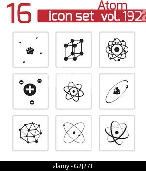Vektor schwarz Atom Icons set Stock Vektor