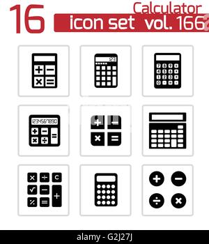Vektor schwarze Rechner Icons set Stock Vektor