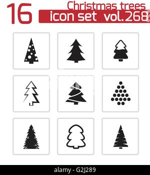 Vektor-schwarze Weihnachtsbaum Icons set Stock Vektor