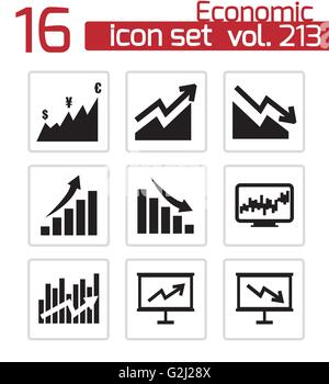 Vektor schwarze wirtschaftlichen Icons set Stock Vektor