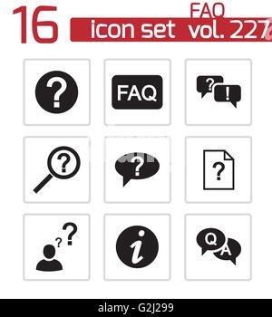 Vektor schwarze FAQ Icons set Stock Vektor