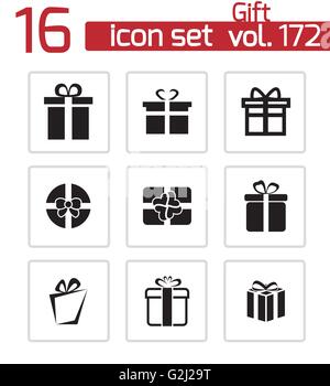 Vektor schwarze Symbole Geschenkset Stock Vektor