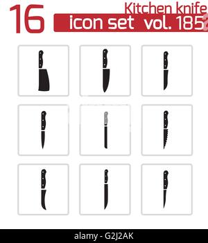 Vektor-schwarze Küche-Messer-Icons set Stock Vektor