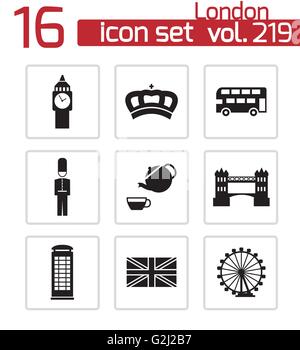 Vektor schwarze London Icons set Stock Vektor