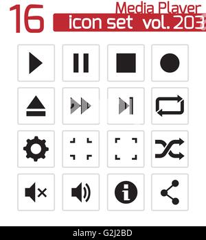 Vektor-schwarz Media Player Icons set Stock Vektor