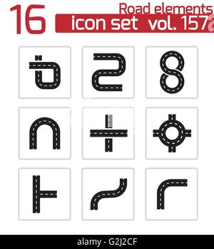 Vektor-schwarze Straße Elemente Icons set Stock Vektor