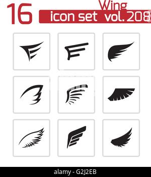 Vektor schwarze Flügel Icons set Stock Vektor