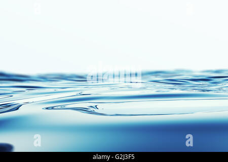 Blaues Meer Oberfläche Wasserhorizont mit Tiefe von Feld-Effekte. 3D illustration Stockfoto
