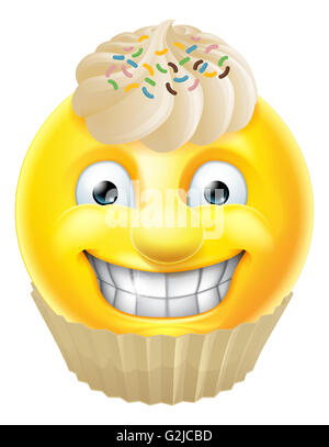 Ein Kuchen Emoji Emoticon Smiley Gesicht Zeichentrickfigur Stockfoto
