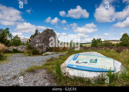 Bruces Stein und Gedenktafel für Robert the Bruce, Clatteringshaw Loch, Galloway Forest Park, Dumfries & Galloway Stockfoto